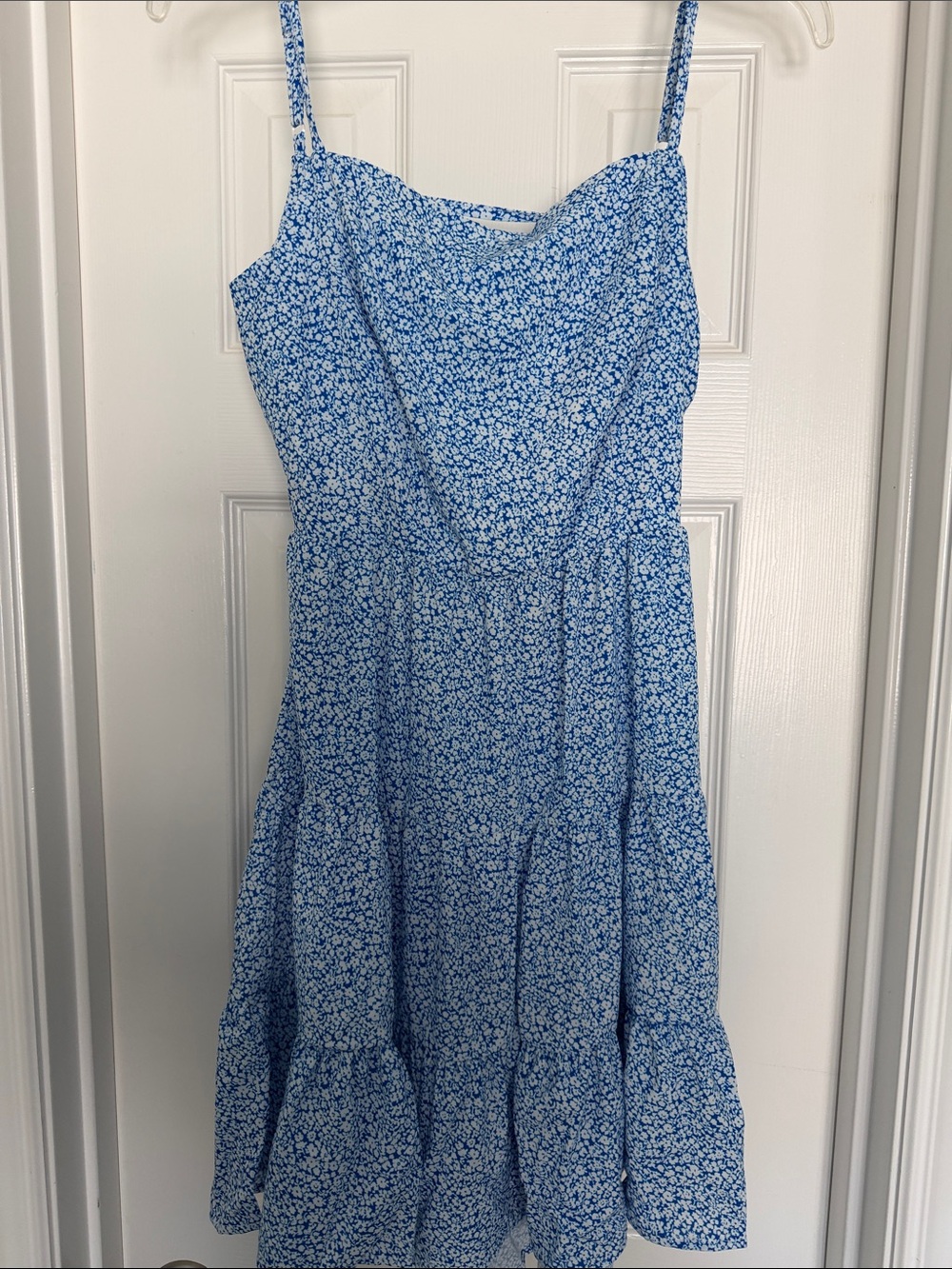 Blue Floral Spaghetti-Strap Kids Dress - Casual Everyday